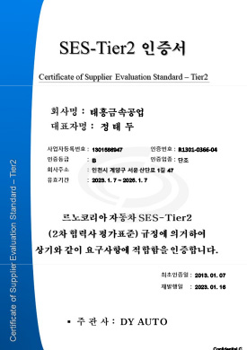 SES-Tier2 인증서_디와이오토